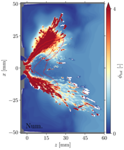 Axial cut of total (gaseous and liquid) kerosene : Simulation